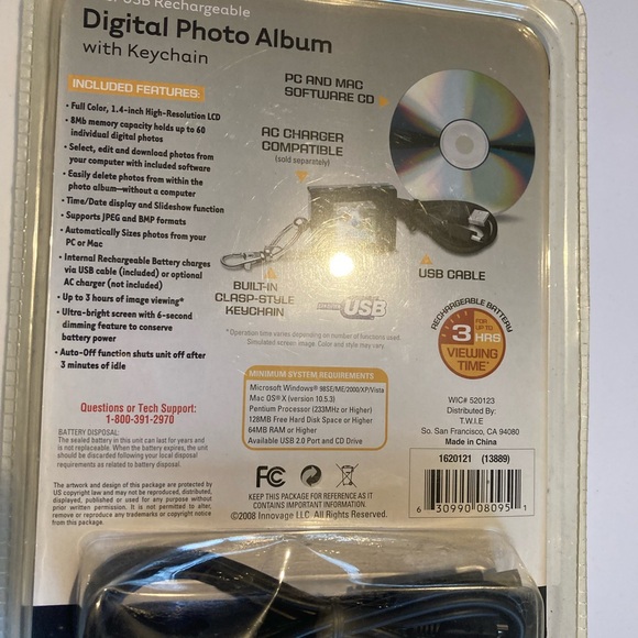 Digital Photo Album With keychain 8Mb/ USB Rechargeable - Picture 8 of 10